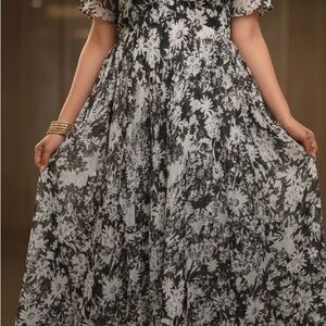 Floral Black and White Maxi Dress